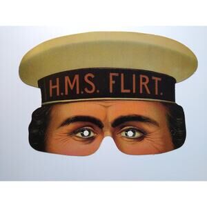 Vintage HMS FLIRT Sailor Paper Mask Eye Mask Costume Reenactment Theater Prop